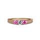 3 - Reveka Diamond and Pink Sapphire Three Stone Engagement Ring 