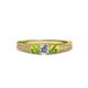 3 - Reveka Diamond and Peridot Three Stone Engagement Ring 