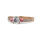 1 - Dzeni Diamond and Pink Tourmaline Three Stone Engagement Ring 