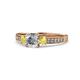 1 - Dzeni Diamond and Yellow Sapphire Three Stone Engagement Ring 