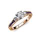 2 - Dzeni Diamond Three Stone with Side Blue Sapphire Ring 