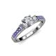 2 - Dzeni Diamond Three Stone with Side Tanzanite Ring 
