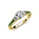 2 - Dzeni Diamond Three Stone with Side Emerald Ring 