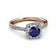 3 - Anne Desire Blue Sapphire and Diamond Two Tone Halo Engagement Ring  