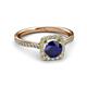 3 - Anne Desire Blue Sapphire and Diamond Two Tone Halo Engagement Ring  