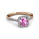3 - Anne Desire Pink Sapphire and Diamond Two Tone Halo Engagement Ring  
