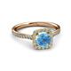3 - Anne Desire Blue Topaz and Diamond Two Tone Halo Engagement Ring  