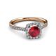 3 - Anne Desire Ruby and Diamond Two Tone Halo Engagement Ring  