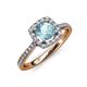 1 - Anne Desire Aquamarine and Diamond Two Tone Halo Engagement Ring  