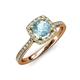 1 - Anne Desire Aquamarine and Diamond Two Tone Halo Engagement Ring  