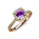 1 - Anne Desire Amethyst and Diamond Two Tone Halo Engagement Ring  