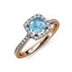 1 - Anne Desire Blue Topaz and Diamond Two Tone Halo Engagement Ring  