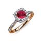 1 - Anne Desire Ruby and Diamond Two Tone Halo Engagement Ring  