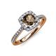 1 - Anne Desire Smoky Quartz and Diamond Two Tone Halo Engagement Ring  