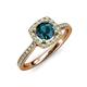 1 - Anne Desire Blue and White Diamond Two Tone Halo Engagement Ring  
