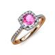 1 - Anne Desire Pink Sapphire and Diamond Two Tone Halo Engagement Ring  
