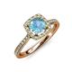 1 - Anne Desire Blue Topaz and Diamond Two Tone Halo Engagement Ring  
