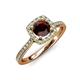 1 - Anne Desire Red Garnet and Diamond Two Tone Halo Engagement Ring  
