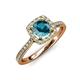 1 - Anne Desire London Blue Topaz and Diamond Two Tone Halo Engagement Ring  