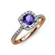 1 - Anne Desire Iolite and Diamond Halo Engagement Ring  