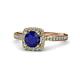 4 - Anne Desire Blue Sapphire and Diamond Two Tone Halo Engagement Ring  