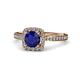 4 - Anne Desire Blue Sapphire and Diamond Halo Engagement Ring  