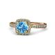 4 - Anne Desire Blue Topaz and Diamond Two Tone Halo Engagement Ring  