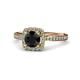 4 - Anne Desire Black and White Diamond Two Tone Halo Engagement Ring  