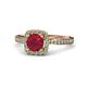 4 - Anne Desire Ruby and Diamond Two Tone Halo Engagement Ring  