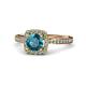4 - Anne Desire London Blue Topaz and Diamond Two Tone Halo Engagement Ring  
