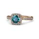 4 - Anne Desire London Blue Topaz and Diamond Halo Engagement Ring  