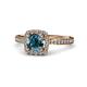 4 - Anne Desire Blue and White Diamond Halo Engagement Ring  