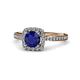 4 - Anne Desire Blue Sapphire and Diamond Two Tone Halo Engagement Ring  