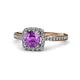 4 - Anne Desire Amethyst and Diamond Halo Engagement Ring  
