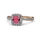 4 - Anne Desire Rhodolite Garnet and Diamond Halo Engagement Ring  