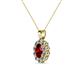 3 - Cadena Ruby and Diamond Halo Pendant 