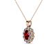 3 - Cadena Ruby and Diamond Halo Pendant 