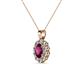 3 - Cadena Rhodolite Garnet and Diamond Halo Pendant 
