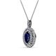 2 - Calice Blue Sapphire and Diamond Double Halo Pendant 