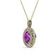 2 - Calice Amethyst and Diamond Double Halo Pendant 