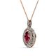 2 - Calice Rhodolite Garnet and Diamond Double Halo Pendant 