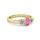 3 - Caron Oval Cut Pink Sapphire and Diamond Three Stone Engagement Ring 