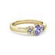 3 - Caron Oval Cut Tanzanite and Diamond Three Stone Engagement Ring 