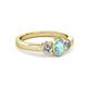 3 - Caron Oval Cut Aquamarine and Diamond Three Stone Engagement Ring 
