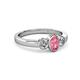3 - Caron Oval Cut Pink Tourmaline and Diamond Three Stone Engagement Ring 