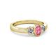 3 - Caron Oval Cut Pink Tourmaline and Diamond Three Stone Engagement Ring 