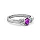 3 - Caron Oval Cut Amethyst and Diamond Three Stone Engagement Ring 