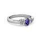 3 - Caron Oval Cut Iolite and Diamond Three Stone Engagement Ring 