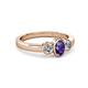 3 - Caron Oval Cut Iolite and Diamond Three Stone Engagement Ring 