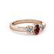3 - Caron Oval Cut Red Garnet and Diamond Three Stone Engagement Ring 